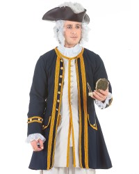 Admiral Coat in navy with gold braid and button trim.