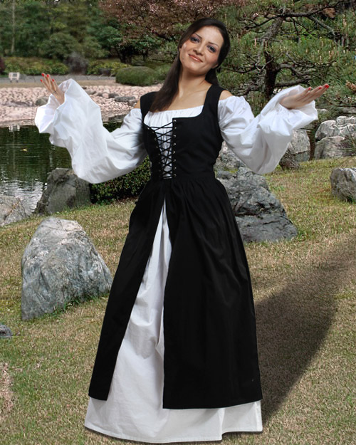Ameline Peasant Dress in black