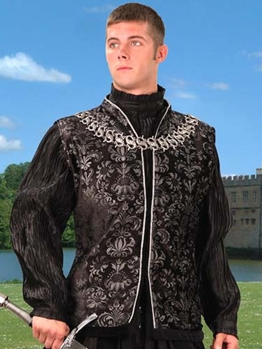 Essex long vest in black brocade