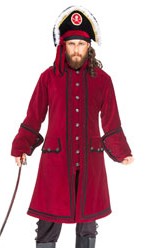 Capt. Lowther pirate coat in burgundy velvet.