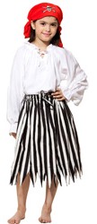 Girls' black and white striped pirate skirt.