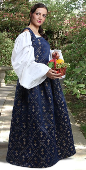 Fleur de Lis Dress and Celtic Chemise with lace trim on sleeves.