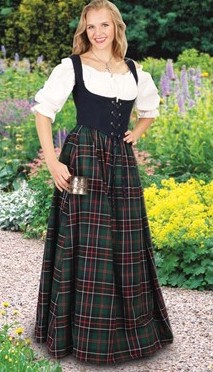 Scottish Skirt in green and blue plaid.