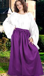 Cotton wench skirt in purple, available in five other colors, sizes to XXL