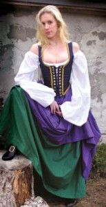 Gathered skirt pictured in tavern wench outfit.