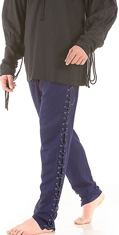 Men's lace-up Medieval pants in Navy.