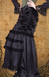 Wickfield skirt in black satin and lace.