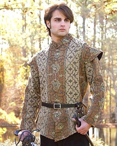 Royal Court Renaissance Doublet in rich, heavy brocade with antiqued buttons.  Sizes S-XL.