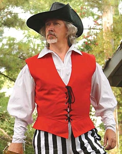Lace-up Pirate Vest in red.