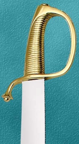 Close-up of Pirate Falchion - Short Sword with solid brass grip