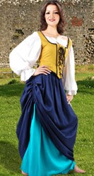 Wench's Double Layer Skirt in contrasting colors - hike top skirt to show the one underneath!  Blue and  turquise shown,  3 other color combinations available.