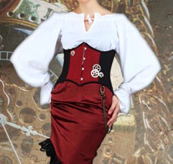 Victorian Countess underbust corset,  black and burgundy