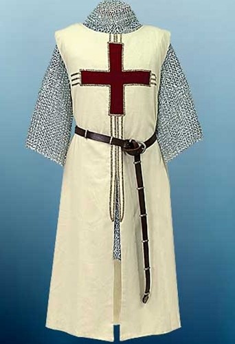 DeSable Crusader Tunic in off-white with Red Crusader cross.