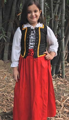 Girls Renfair black bodice and red skirt