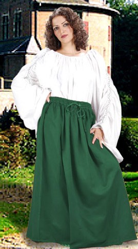 Polished cotton skirt in green, five other colors available.