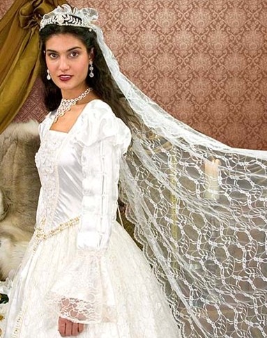 Renaissance 60-inch Lace Wedding Veil closeup detail
