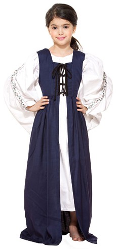Girls' Medieval Market dress in navy.