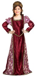 Girls' princess dress in rose velvet and brocade.