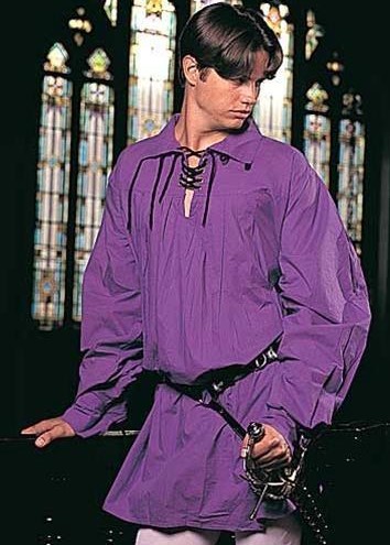 Swordsman shirt in purple. Also in black or white.