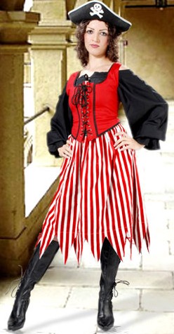 Pirate skirt, red and white stripes.