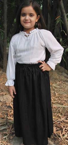 Girls full cotton skirt in black.