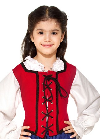 Girls reversible lace-up bodice in red, 5 other colors