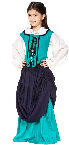 Girls double skirt, navy and turquoise, other colors available.
