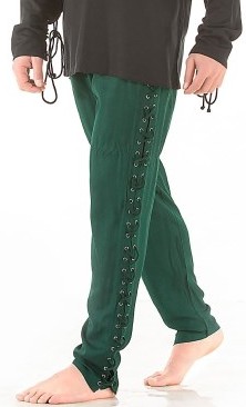 Men's lace-up Pants in dark green.