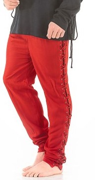 Men's lace-up Pants in red.