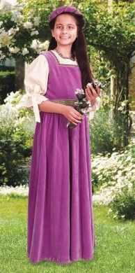 Girls' Maiden Overdress in purple velvet