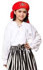 Girls ruffled pirate blouse in white