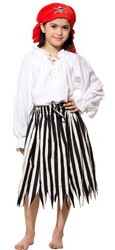 Girls striped pirate skirt and white blouse.