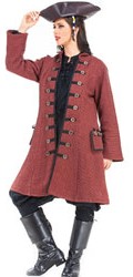 Capt. Delahaye coat in rustic faded red cotton with wood buttons