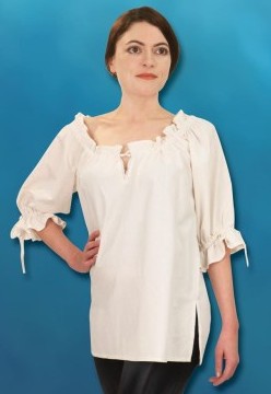 Hand-stitched, hand-woven blouse in natural cotton.
