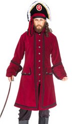 Capt. Lowther pirate coat in wine red velvet.