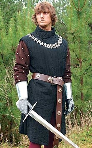 Infantry Gambeson in heavy quilted black cotton.  Also available in burgundy.