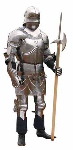 Knight in German Gothic armor carrying the European Pole Axe.
