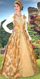 Anjou Early Renaissance gown in rich gold brocade