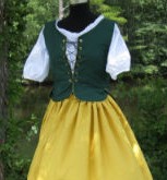 Pirate bodice in hunter green, front view.