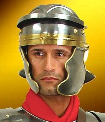 Roman Trooper Helmet, all metal with hinged ek plates.