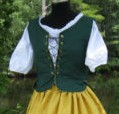 Pirate bodice in hunter green, front view.