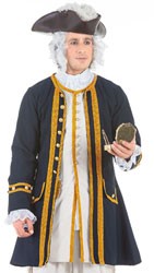 Admiral Coat in Navy cotton, full satin lining, gold braid and button trim.