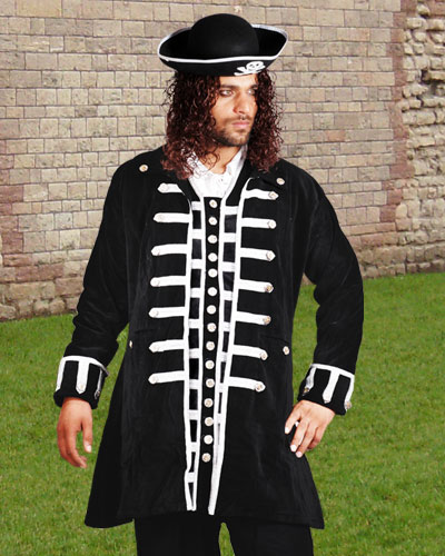 Capt. LeSage Pirate Coat. black velvet with silver braid
