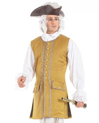 Pirate Commodore Vest, gold wth gold buttons and metallic braid trim.