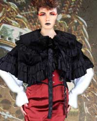 Victorian Countess Short Cape-Shrug in black velvet