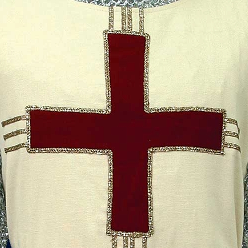 Close-up of Red Crusader Cross from DeSable Tunic.