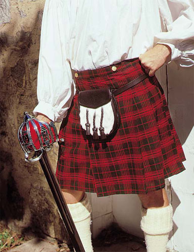 Early kilt in red and green plaid.