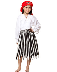 Girls' black and white striped pirate skirt.