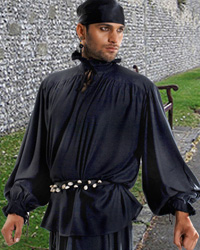 David Herriot Pirate Shirt shown in black, 7 other colors available.  Sizes to XXXL and  X-Tall.