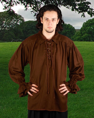 John Cook pirate shirt in chocolate brown, several other colors.
